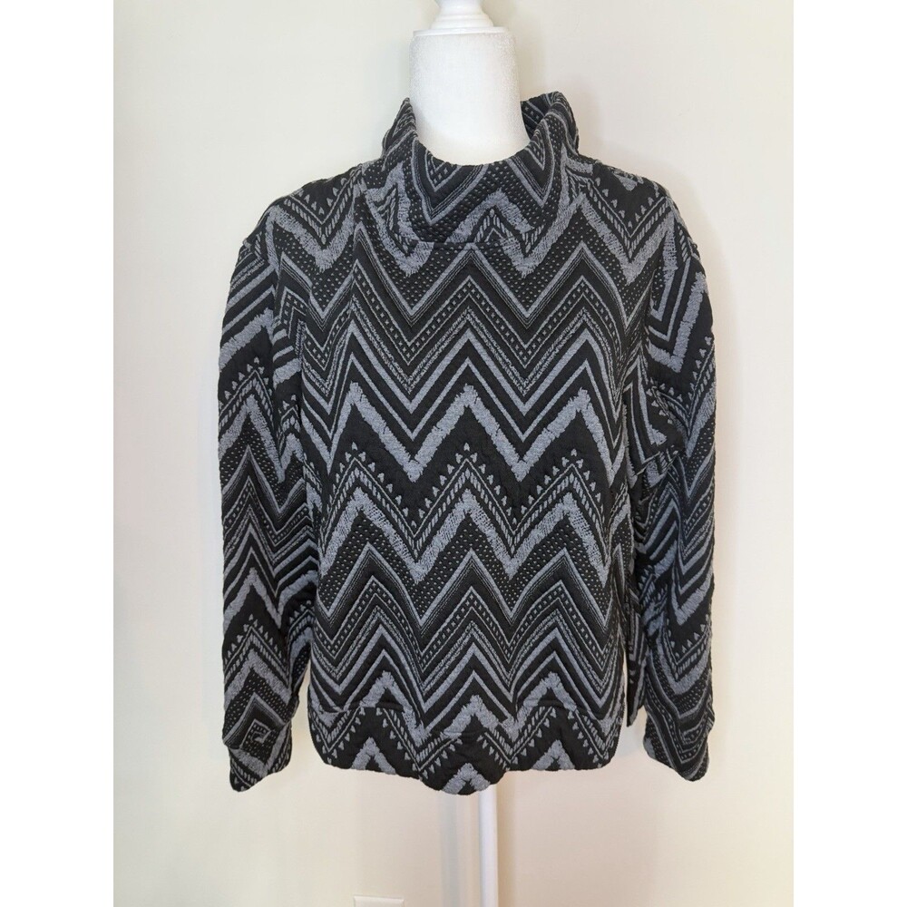 SSYS The Label Sweater Zig Zag Pattern Pullover Long Sleeve Knit Sz S Black